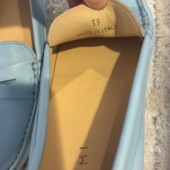 M. Gemi Light Blue Leather Loafers - Picture 3 of 7
